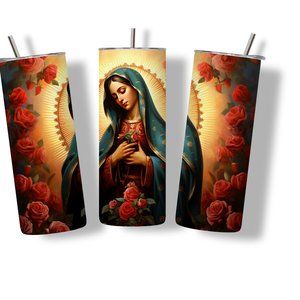 Lady of Guadalupe Rose Mary Elegant 20 oz Skinny Tumbler Stainless Steel